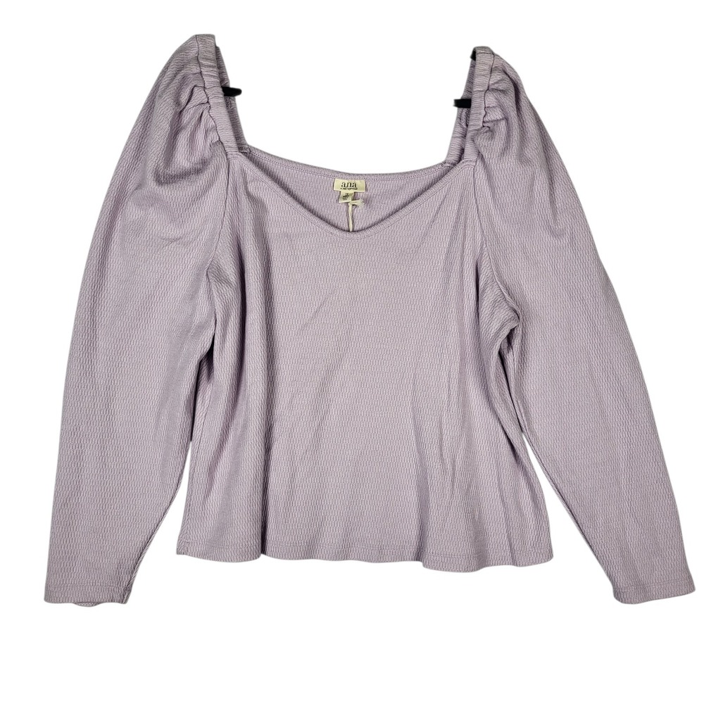 ANA A New Approach‎ Top Women's 1X Lavender Purple Sweatheart Neck Waffle NWT